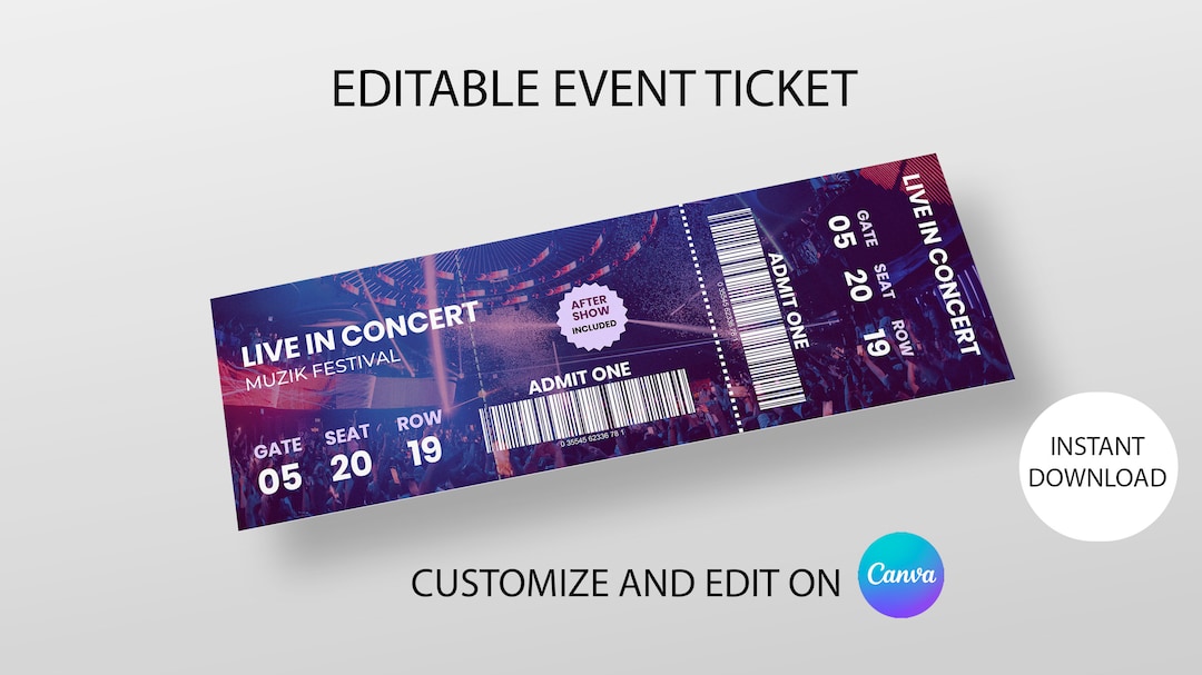 Editable Event Ticket Template DIY Event Ticket Custom Event - Etsy