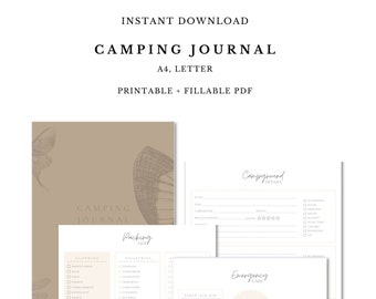 Diario de camping hecho a mano: Capture sus aventuras al aire libre / Descarga instantánea