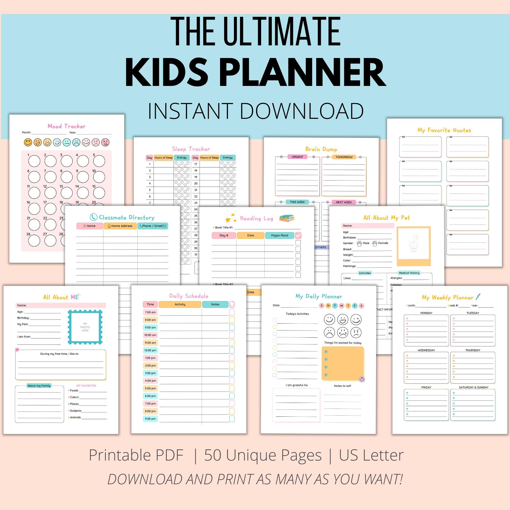Kids Printable Planner – Daily and Weekly Planner for Kids, School ...