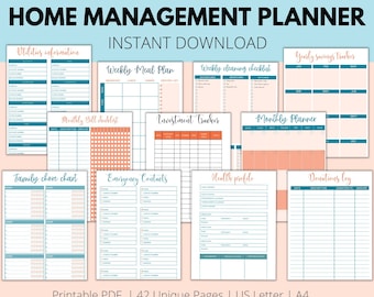 The Ultimate HOME MANAGEMENT Planner | 42 Unique Pages | Instant Download | Printable PDF
