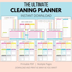 The ULTIMATE CLEANING PLANNER, printable cleaning planner, cleaning checklists, room by room cleaning checklist, weekly cleaning planner