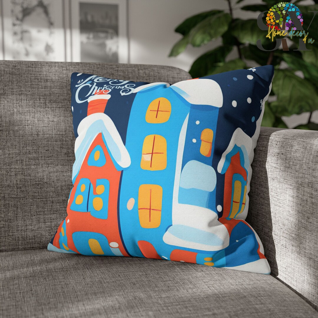 Elegant Blue Christmas Pillow Cover, Merry Christmas Pillow, Pillow for
