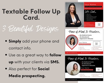 Customizable Textable Follow Up Card: 3 Designs (Digital Download)
