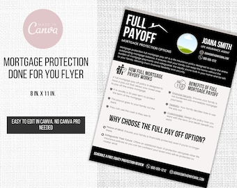 Mortgage Protection Flyer: Life Insurance Agent Marketing Template (Canva Editable)