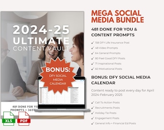 Life Insurance Social Media Planner: 480 Content Ideas + Ready-to-Post Calendar (April 2024-Feb 2025)