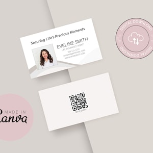 Visitekaartje van verzekeringsagent | Canva-sjabloon - geen Canva PRO nodig | Dubbelzijdig