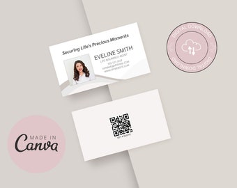Insurance Agent Business Card | Canva Template -  No Canva PRO Needed | Two-Sided