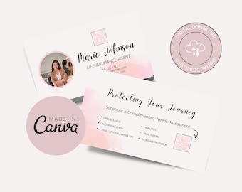 Insurance Agent Business Card | Canva Template -  No Canva PRO Needed | Two-Sided