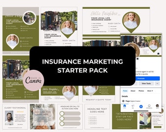 Insurance Marketing Kit: Modern Social Media Templates (Canva)