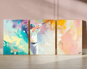 ゴルファーアートプリント カラフルなゴルフ絵画 ゴルフプレーヤー