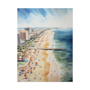 Virginia Beach inspired Watercolor Painting | California Beachy Wall Art | Coastal Farmhouse Decor