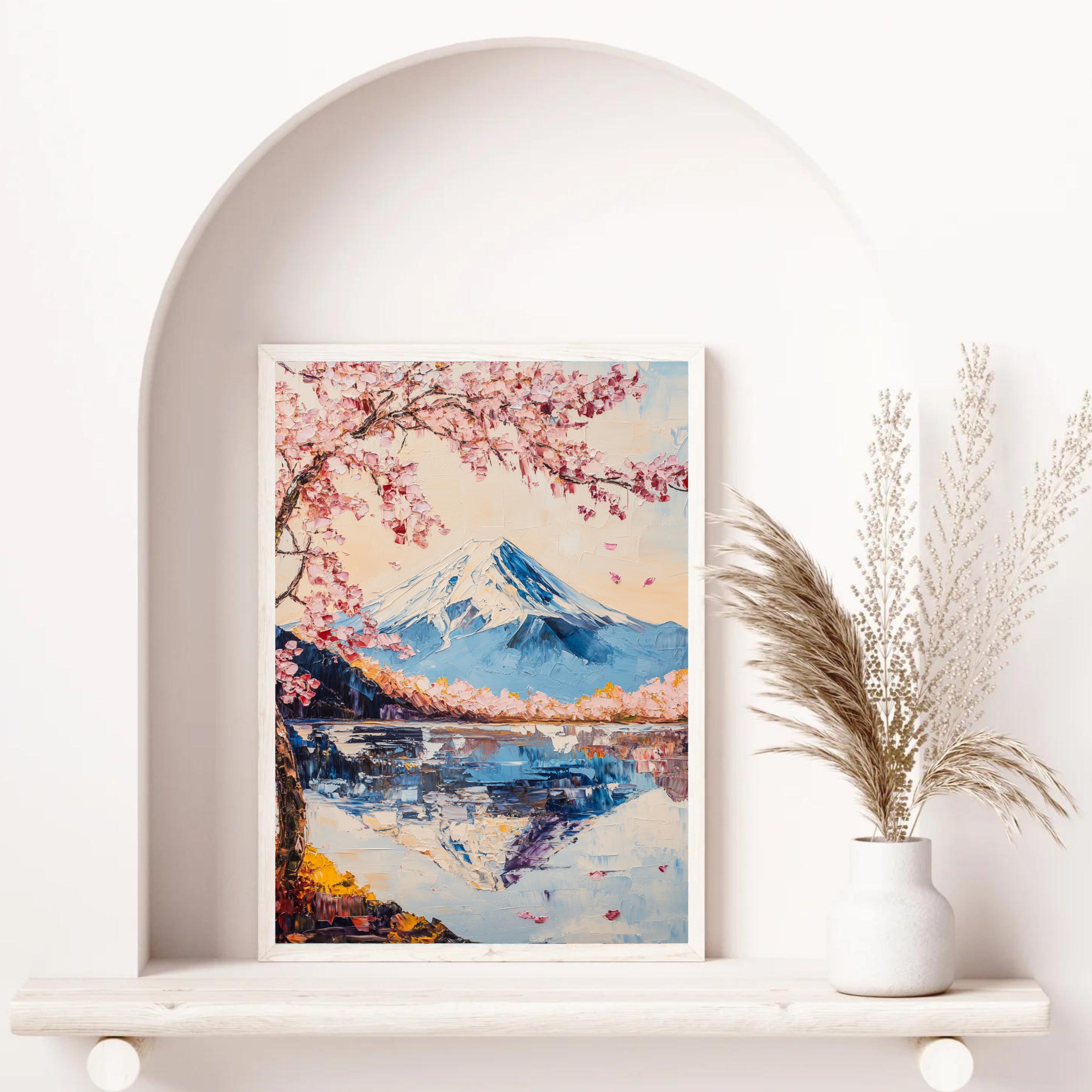 Mount Fuji & Cherry Blossom Art Print – Elegant Japanese Landscape ...