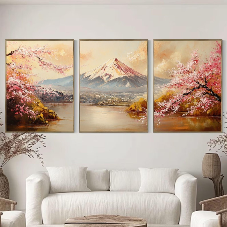 Mount Fuji & Cherry Blossoms 3 Poster Wall Art – Japanese Landscape ...