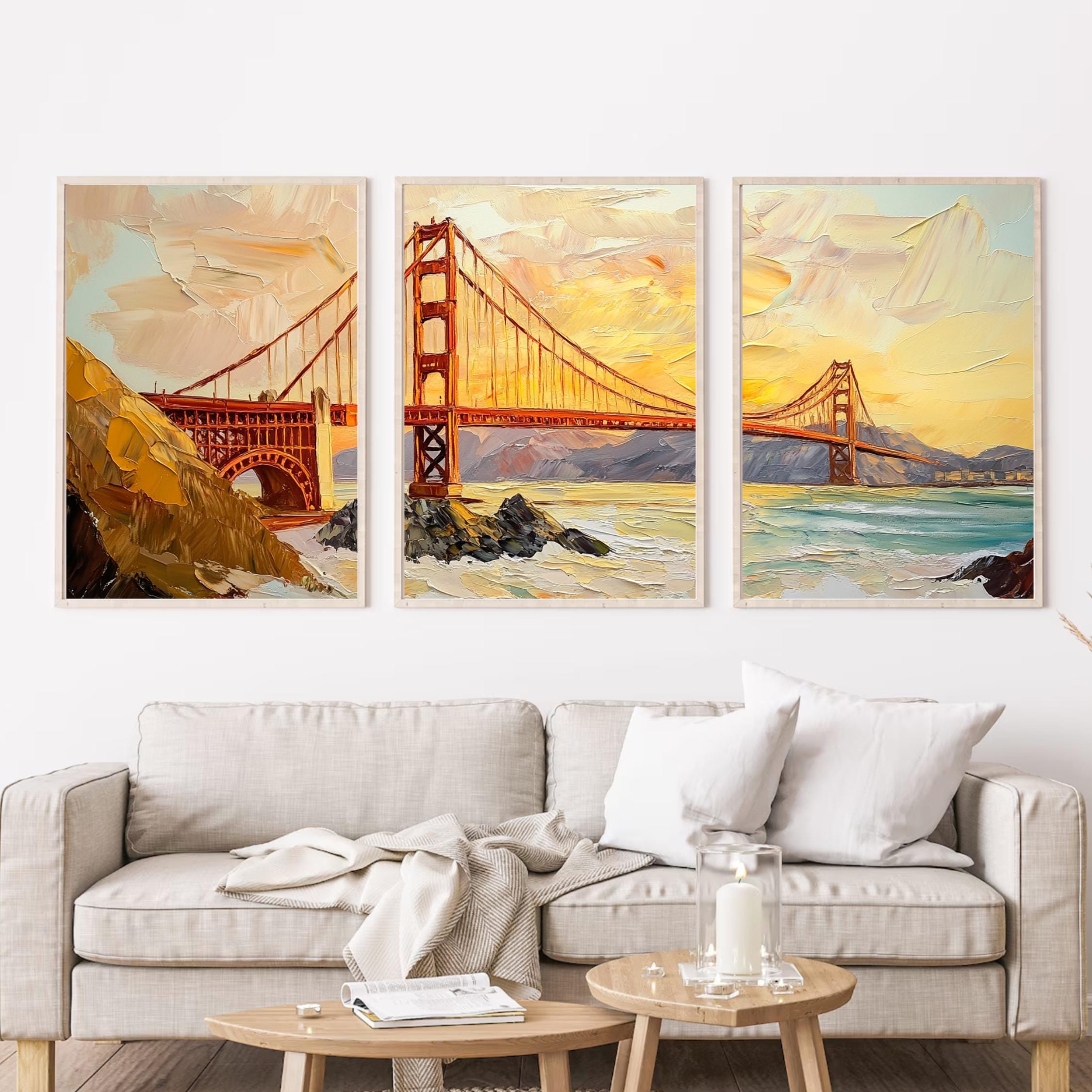 Golden Gate Bridge 3-panel Wall Art – San Francisco Landmark