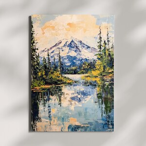 Impression d&#39;art du parc national du Mont Rainier - Peinture reflet majestueux de la montagne