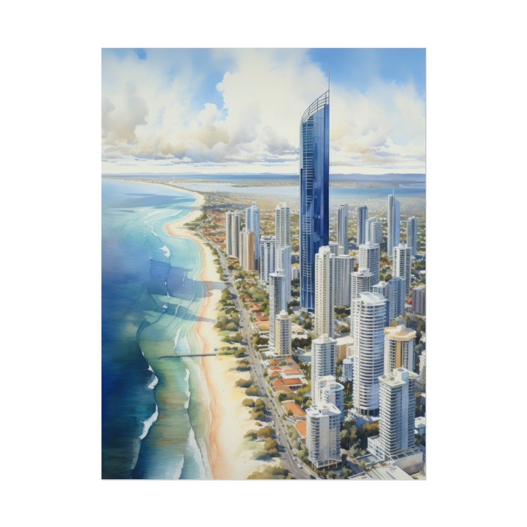 Gold Coast Painting Q1 Highest Building Aerial Beach View Surfers