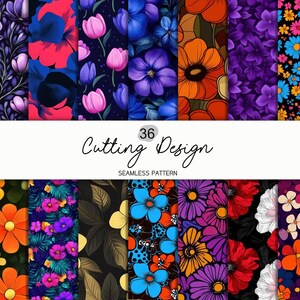 Bold and Vibrant Floral Seamless Patterns | Colorful Botanical Backgrounds for Fabric, Paper, and Digital Use