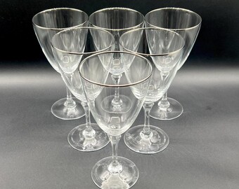 6 Lenox “Montclair” Fine Crystal Platinum Rim Water Glasses