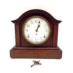 Vintage Seth Thomas Tambour Mantel Clock: 1920s Faux Rosewood (Non-Working, Key Included)