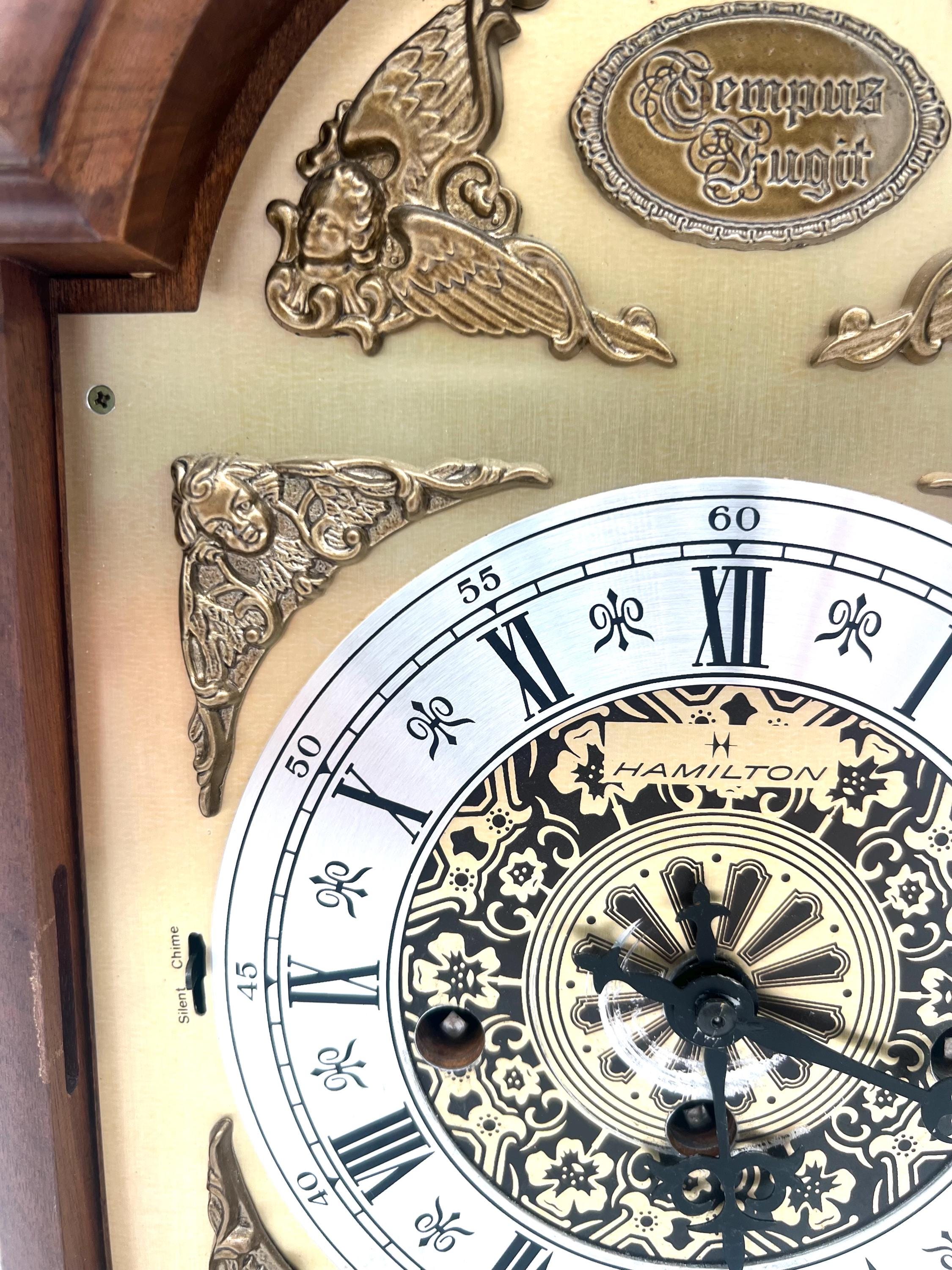Vintage Hamilton Tempus Fugit Mantel Clock: Arched Wood Case