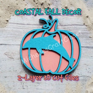 3D Layered Coastal Beach Dolphin Pumpkin Fall Decor Digital Files- SVG, PNG, JPEG