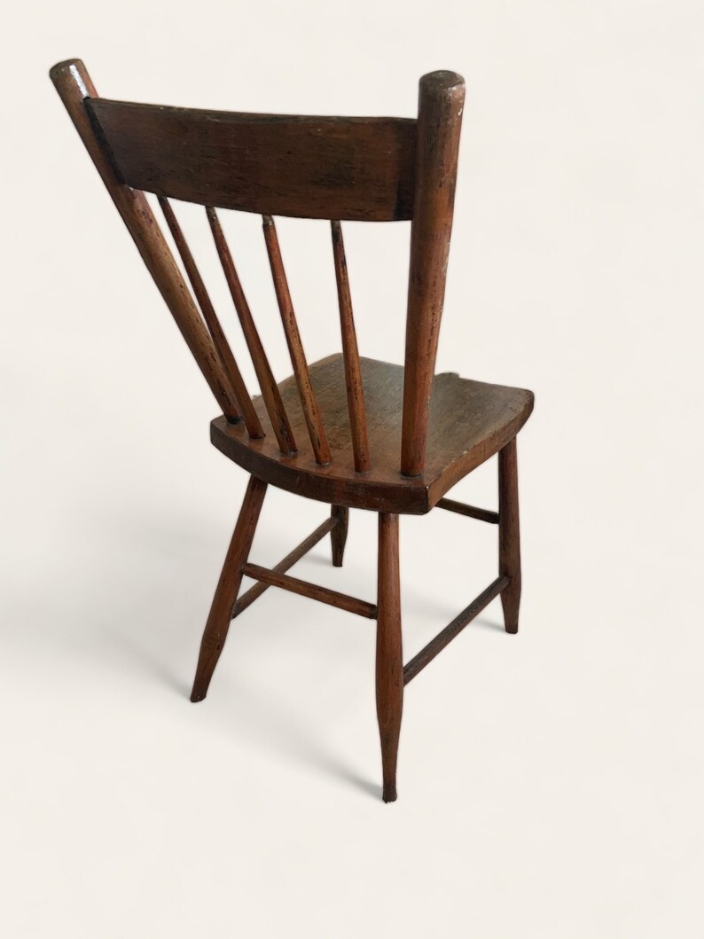 Rustic Spindle Chair Vintage Primitive Farmhouse Chair – Antique Wooden Plank Seat Chair ...