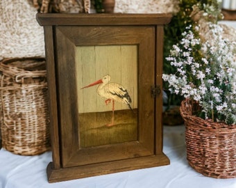 Vintage decor Country Cottage Barn House Bird Decor. Wooden key cabinet Key holder  wall Organizer Wooden key box Key cabinet  Wood key safe