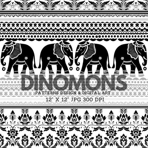 Elephant Pants Thailand Seamless Pattern, Harem Pants Seamless, Boho Chic Mandala, Ideal for Festivals and Beach Party, Instant Download