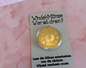 Engraved diaper coin – gift for birth, baby shower, expectant parents