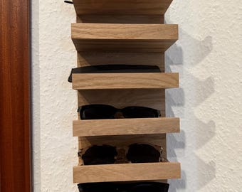 Brillenregal Holz personalisiert – Brillenhalter Wand, Brillenständer Geschenk, Sonnenbrillenregal, Geschenk Brillenträgerin