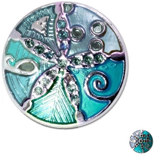 USA | Snap Button 18mm metal round Starfish | ocean sea | blue green | *Merzies-ss*