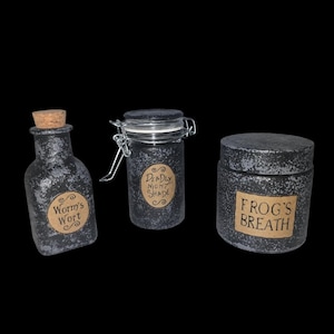 The Nightmare Before Christmas, Small Functional Sally Jars, Deadly NightShade, Worms Wort, Frogs Breath, Sally Jars 1-3pc jars, decorations