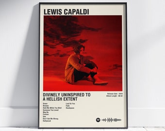 Póster de Lewis Capaldi divinamente sin inspiración hasta un punto infernal, póster de Lewis Capaldi