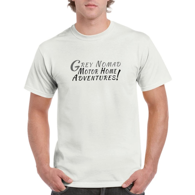 Grey Nomad Motor Home Adventures T-shirt - Heavyweight Unisex Crewneck T-shirt - Gift t-shirt White