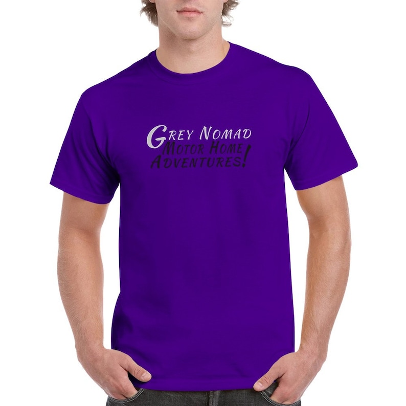 Grey Nomad Motor Home Adventures T-shirt - Heavyweight Unisex Crewneck T-shirt - Gift t-shirt Purple