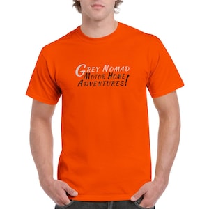 Grey Nomad Motor Home Adventures T-shirt - Heavyweight Unisex Crewneck T-shirt - Gift t-shirt Orange