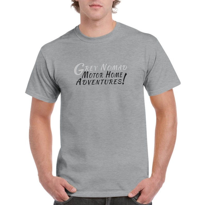 Grey Nomad Motor Home Adventures T-shirt - Heavyweight Unisex Crewneck T-shirt - Gift t-shirt Sports Grey