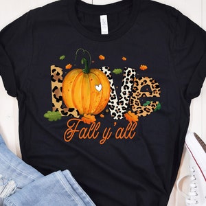 Love Fall Y&#39;All Shirt, Leopard Print Fall Shirt, Thanksgiving,Hello Pumpkin, Fall Vibes, Peace Love Thanksgiving, Family Thanksgiving Shirt