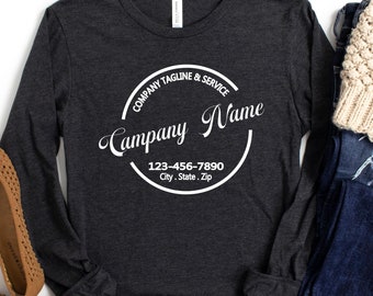 Custom Logo Long Sleeve Shirt, Personalized Business Apparel, Front Design