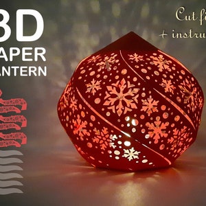 Christmas Snowflake Lantern Svg Cut Files, Decoration Night Light Lampshade Candle Holder, Tea Light Papercut Christmas Gift DIY Make