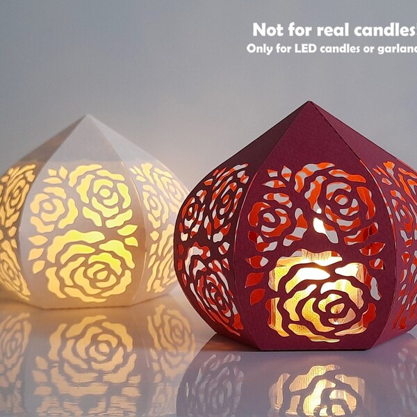 DIY Mandala Rose 3D Lantern Paper Cut File, Easy Paper Lantern Svg File Christmas Design, Easy to Cut Make Paper Brother Silhouette Cricut