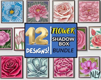 12x Bundle Flowers Layered Paper Cut Rose Shadow Box File, Easy Instructions Layered Paper Cut, SVG File Cricut Brother Silhouette Light Box