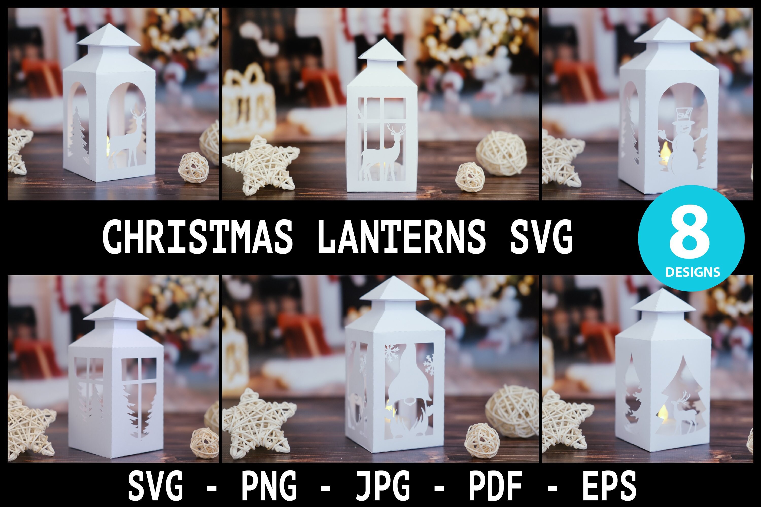 Christmas paper lantern template bundle – download cut files