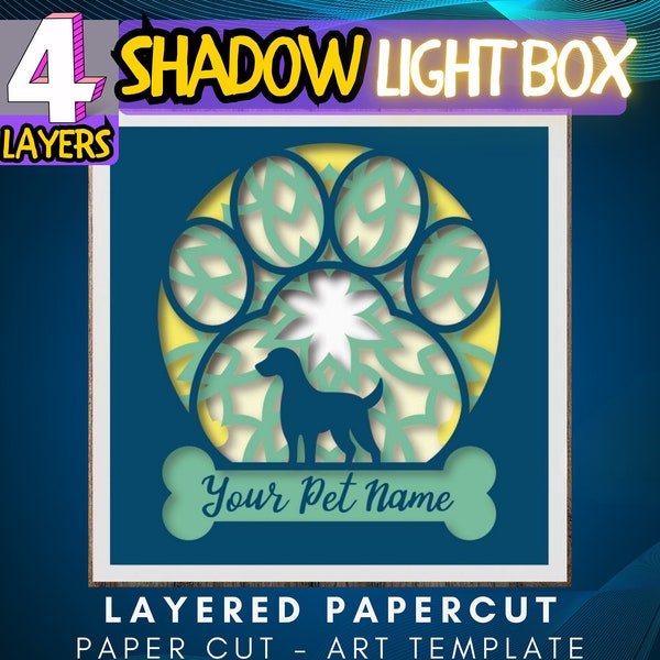 Easy Instructions Pet Dog 3D Papercut Layered Shadow Box Template, Light Box Files For Cricut and Silhouette Svg files for Circuit