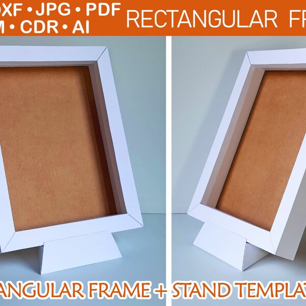 Rectangular 3D Shadow Box Frame SVG Template Frames and Stand, Easy DIY Paper Cut Frame Cut Set, Glowforge Cricut Cut Laser File Download