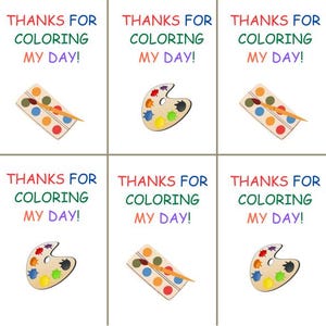 Coloring Party Favor Tag – Thanks for Coloring My Day – Crayon Party Tag – Printable Kids Party Tag – Instant Download PDF