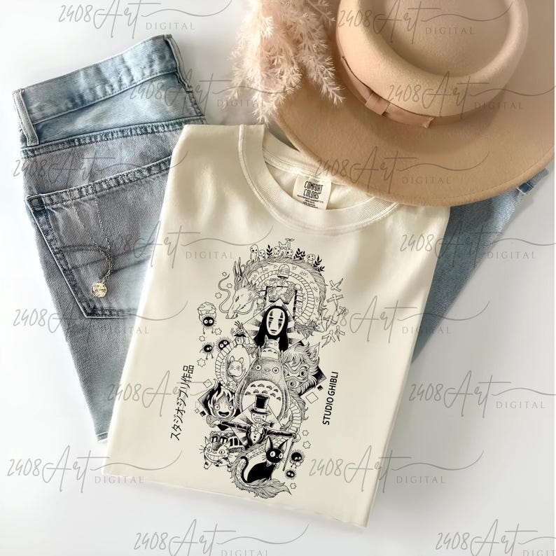 a hat, jeans, and a t - shirt on a white surface