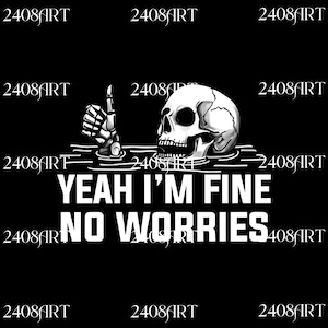 Sí, estoy bien, no te preocupes PNG, descarga digital de esqueleto divertido, sublimación sarcástica, calavera ahogándose, regalo de pulgares arriba, humor negro, meme PNG
