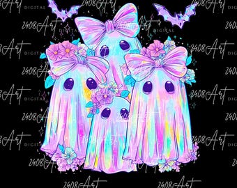 Vintage Ghost Pumpkin PNG, Retro Neon Grafische Digitale Download, Coquette Halloween-sublimatie, Cute Girly Spooky Season SVG