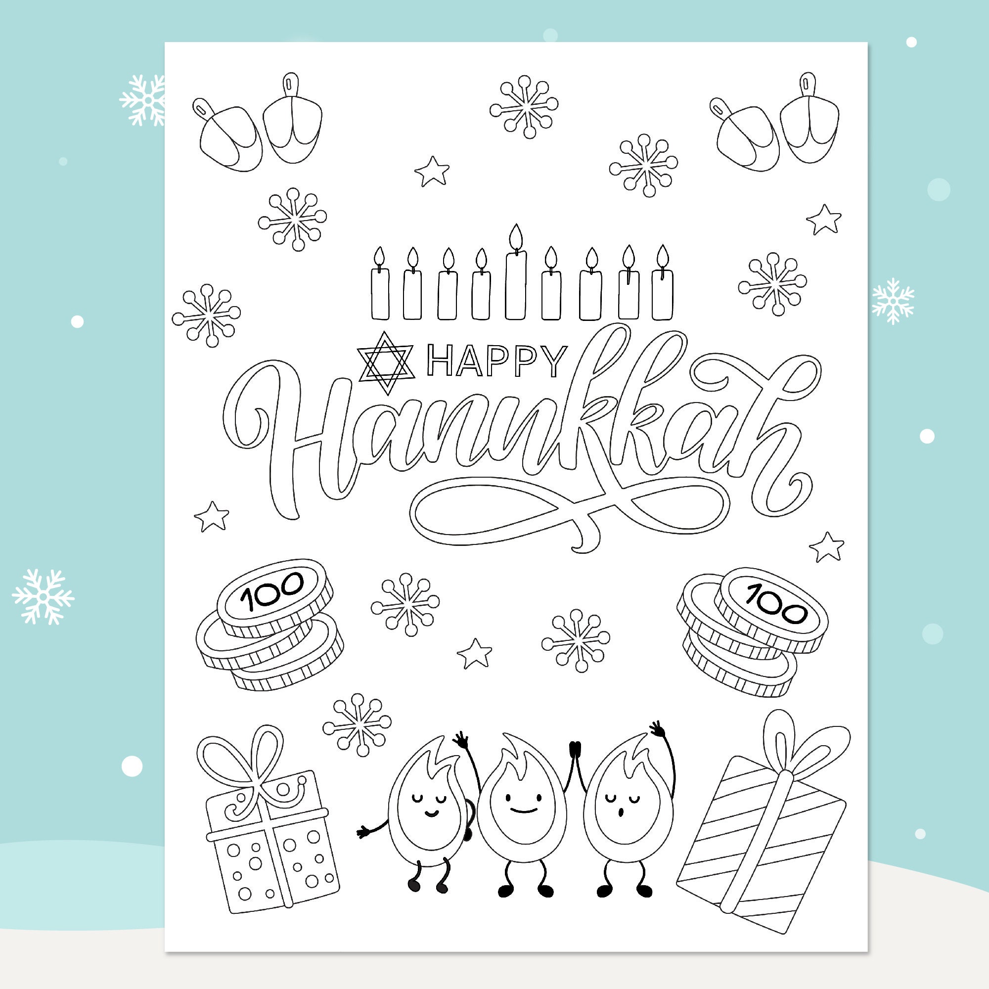 Hanukkah Coloring Pages : Printables Digital Download - Etsy